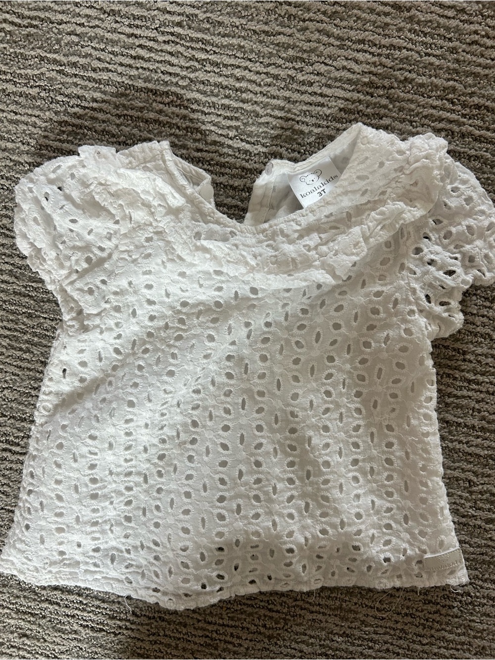 Koala Kids White Eyelet Lace Short Sleeve Top